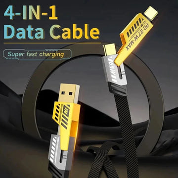 4-in-1 Fast Charging Cable – USB-C, Lightning & Micro USB Multi Charger Cord for All Your Devices