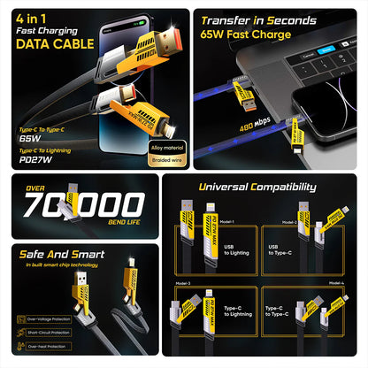 65W 4-in-1 Fast Charging Cable