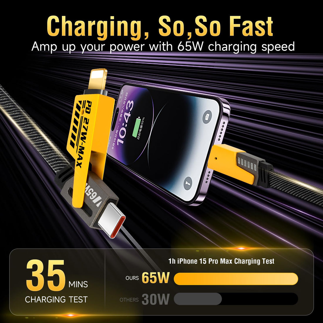 65W Fast Charging 4-in-1 Cable 🔌 Limited Time Offer! 📦 COD Available Across Pakistan 🇵🇰